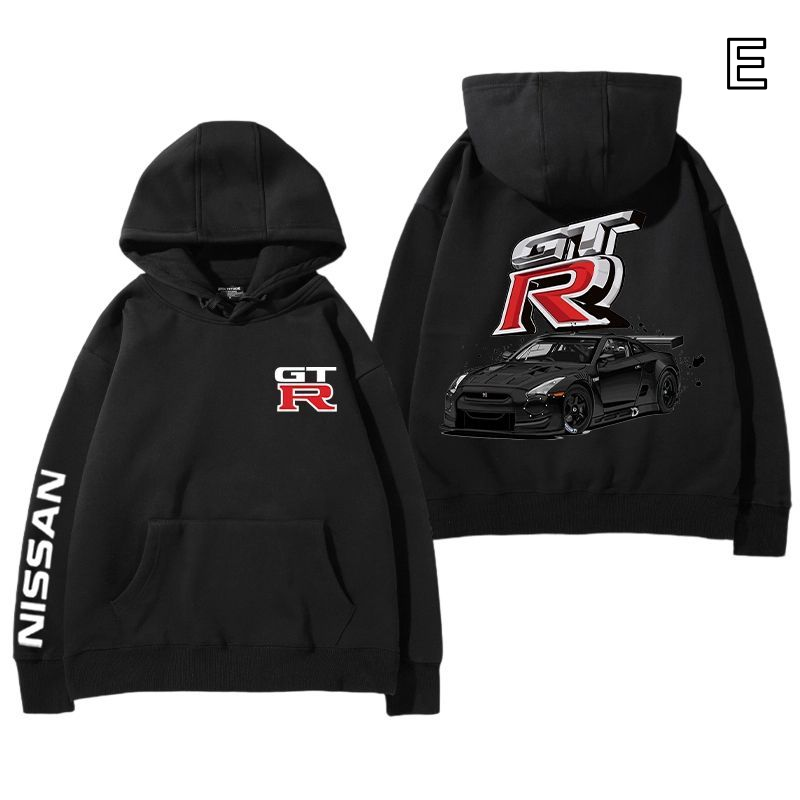 【薄手・裏起毛から選べる】バイカースタイル トップス スポーツカー＆ナンバープリント ユニセックス 長袖 パーカー