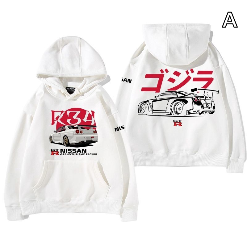 【薄手・裏起毛から選べる】バイカースタイル トップス スポーツカー＆ナンバープリント ユニセックス 長袖 パーカー