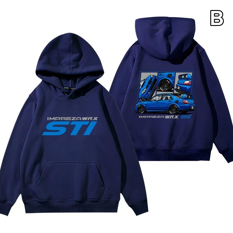 【薄手・裏起毛から選べる】バイカースタイル トップス ラリーカー モータースポーツプリント ユニセックス 長袖 パーカー