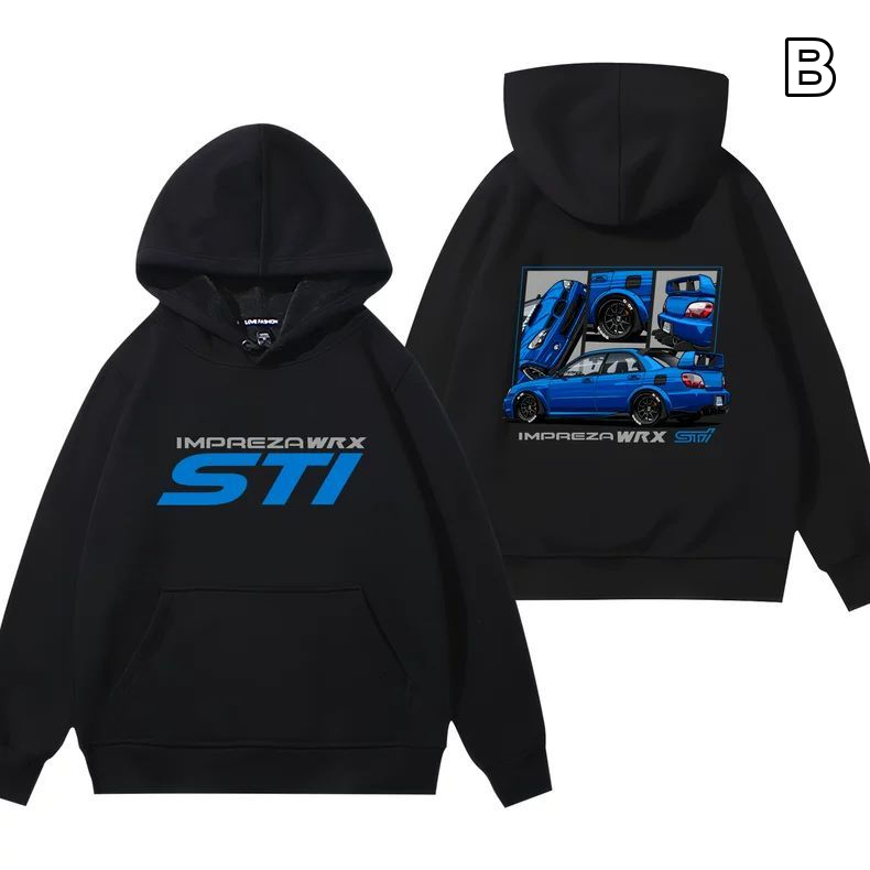 【薄手・裏起毛から選べる】バイカースタイル トップス ラリーカー モータースポーツプリント ユニセックス 長袖 パーカー