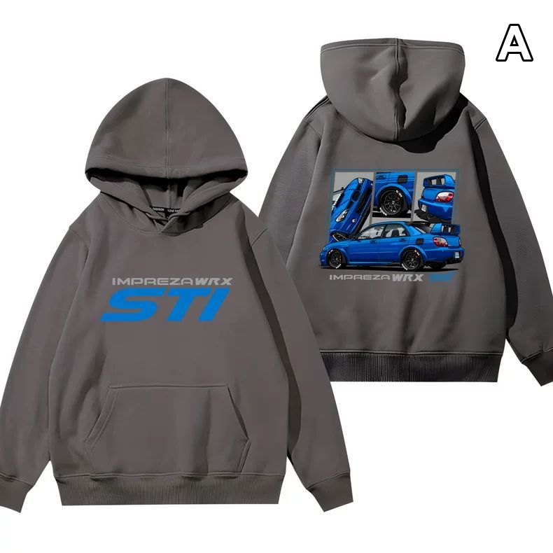 【薄手・裏起毛から選べる】バイカースタイル トップス ラリーカー モータースポーツプリント ユニセックス 長袖 パーカー