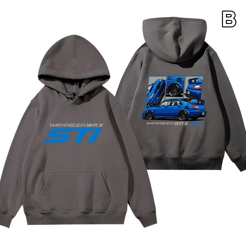 【薄手・裏起毛から選べる】バイカースタイル トップス ラリーカー モータースポーツプリント ユニセックス 長袖 パーカー