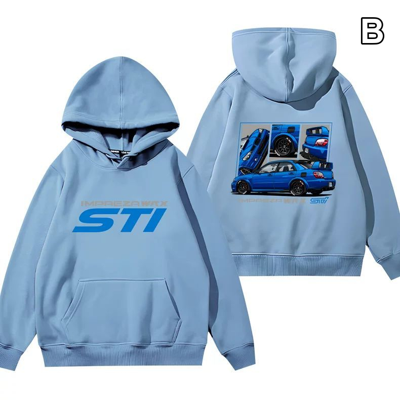 【薄手・裏起毛から選べる】バイカースタイル トップス ラリーカー モータースポーツプリント ユニセックス 長袖 パーカー