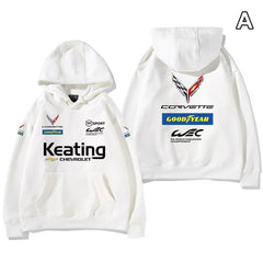 【薄手・裏起毛から選べる】バイカースタイル トップス レーシングカー チームグラフィック ユニセックス 長袖 パーカー