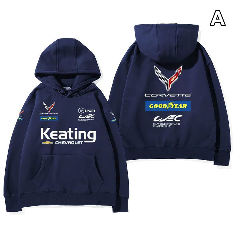 【薄手・裏起毛から選べる】バイカースタイル トップス レーシングカー チームグラフィック ユニセックス 長袖 パーカー