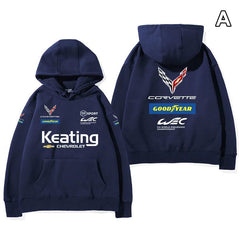 【薄手・裏起毛から選べる】バイカースタイル トップス レーシングカー チームグラフィック ユニセックス 長袖 パーカー