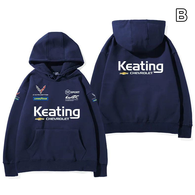 【薄手・裏起毛から選べる】バイカースタイル トップス レーシングカー チームグラフィック ユニセックス 長袖 パーカー