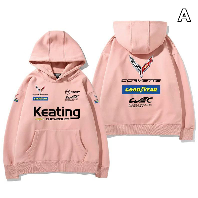 【薄手・裏起毛から選べる】バイカースタイル トップス レーシングカー チームグラフィック ユニセックス 長袖 パーカー