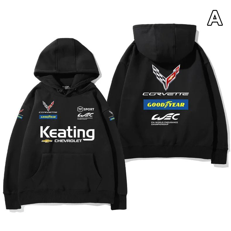 【薄手・裏起毛から選べる】バイカースタイル トップス レーシングカー チームグラフィック ユニセックス 長袖 パーカー