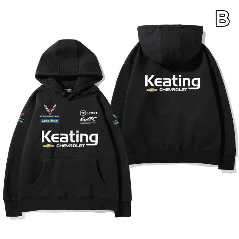 【薄手・裏起毛から選べる】バイカースタイル トップス レーシングカー チームグラフィック ユニセックス 長袖 パーカー