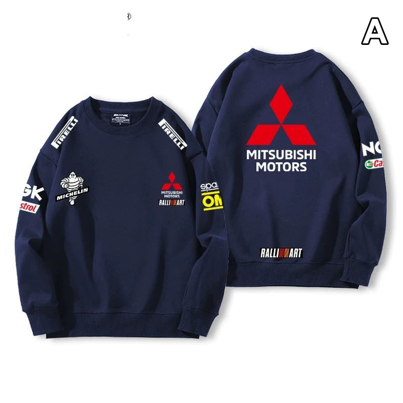 【薄手・裏起毛から選べる】バイカースタイル トップス ラリーモータースポーツ ロゴプリント ユニセックス 長袖 スウェット