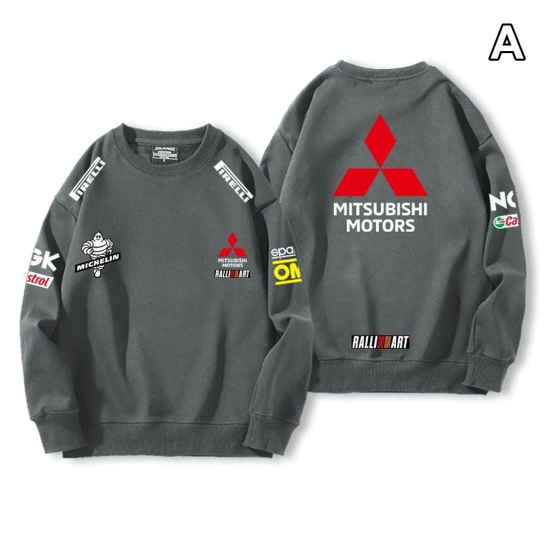 【薄手・裏起毛から選べる】バイカースタイル トップス ラリーモータースポーツ ロゴプリント ユニセックス 長袖 スウェット