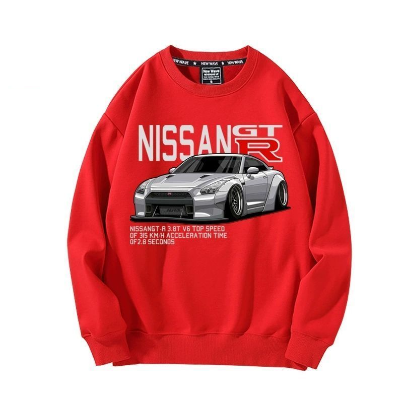 【薄手・裏起毛から選べる】バイカースタイル トップス スポーツカー フロントグラフィック ユニセックス 長袖 スウェット