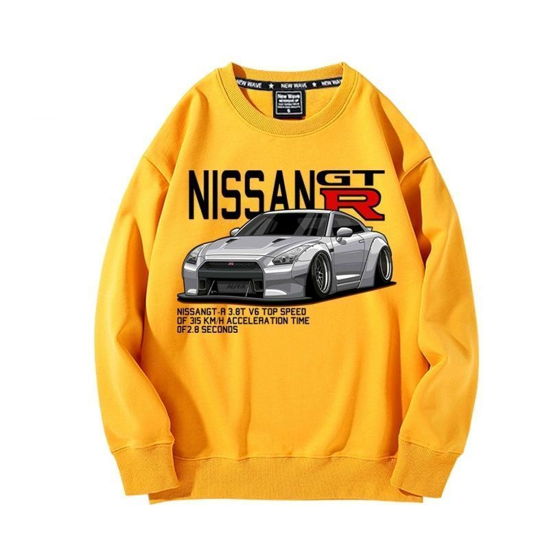 【薄手・裏起毛から選べる】バイカースタイル トップス スポーツカー フロントグラフィック ユニセックス 長袖 スウェット