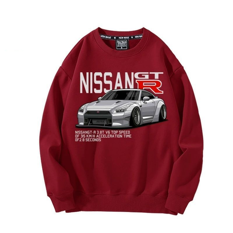 【薄手・裏起毛から選べる】バイカースタイル トップス スポーツカー フロントグラフィック ユニセックス 長袖 スウェット