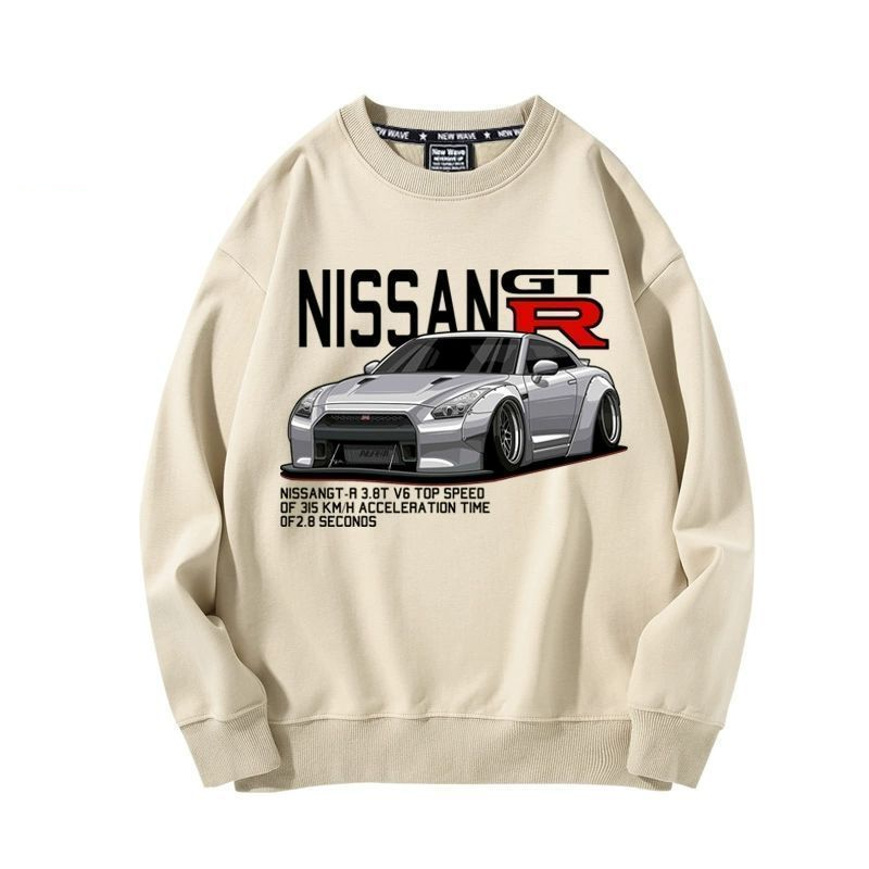 【薄手・裏起毛から選べる】バイカースタイル トップス スポーツカー フロントグラフィック ユニセックス 長袖 スウェット