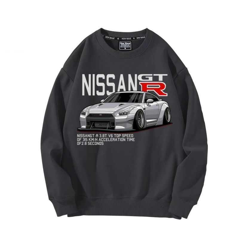 【薄手・裏起毛から選べる】バイカースタイル トップス スポーツカー フロントグラフィック ユニセックス 長袖 スウェット