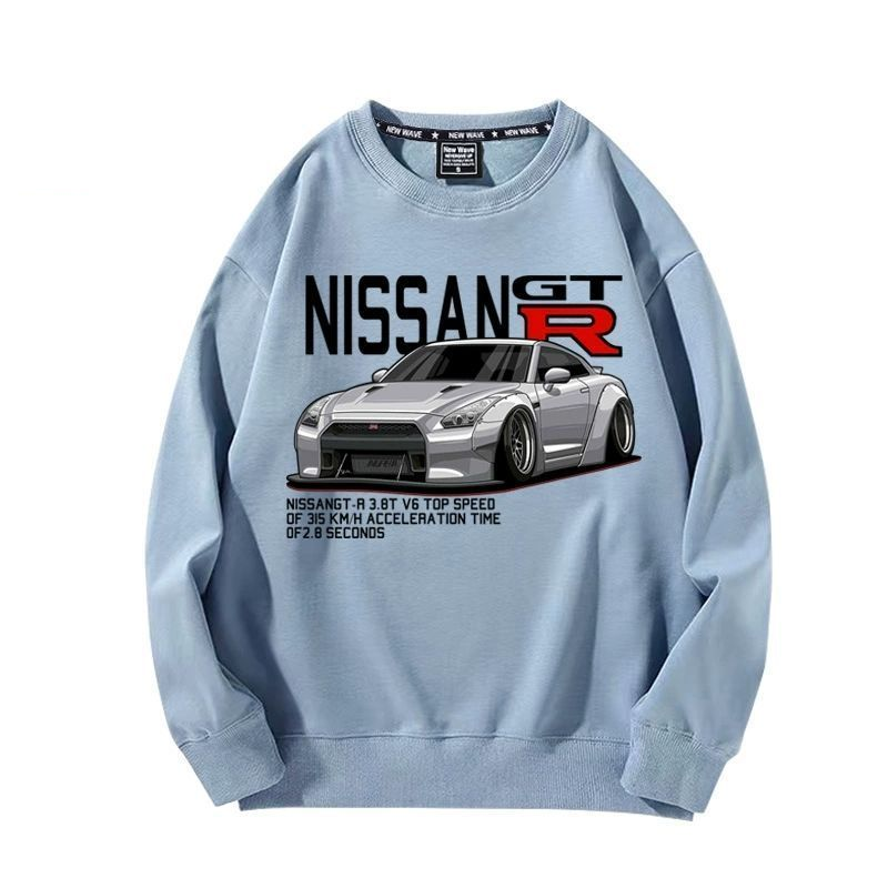 【薄手・裏起毛から選べる】バイカースタイル トップス スポーツカー フロントグラフィック ユニセックス 長袖 スウェット