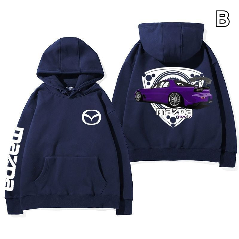 【薄手・裏起毛から選べる】バイカースタイル トップス スポーツカー バックグラフィック ユニセックス 長袖 パーカー