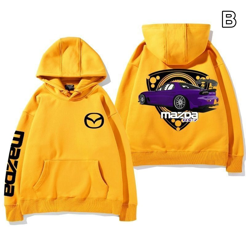 【薄手・裏起毛から選べる】バイカースタイル トップス スポーツカー バックグラフィック ユニセックス 長袖 パーカー