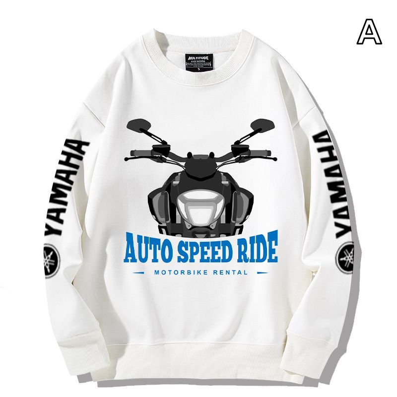 【薄手・裏起毛から選べる】バイカースタイル トップス バイクイラスト レーシングレタリング ユニセックス 長袖 スウェット
