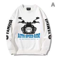 【薄手・裏起毛から選べる】バイカースタイル トップス バイクイラスト レーシングレタリング ユニセックス 長袖 スウェット
