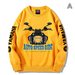 【薄手・裏起毛から選べる】バイカースタイル トップス バイクイラスト レーシングレタリング ユニセックス 長袖 スウェット