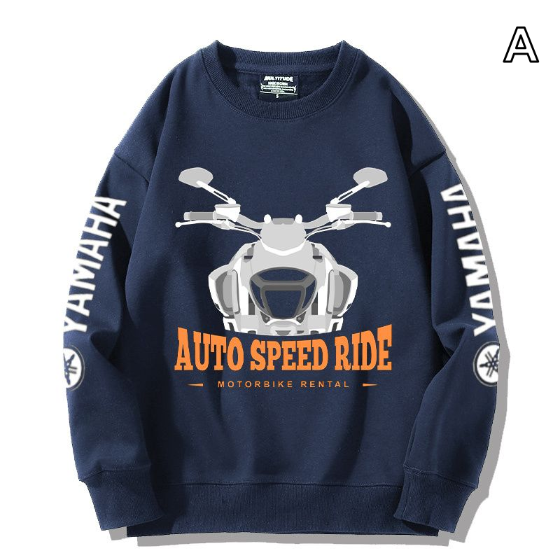 【薄手・裏起毛から選べる】バイカースタイル トップス バイクイラスト レーシングレタリング ユニセックス 長袖 スウェット