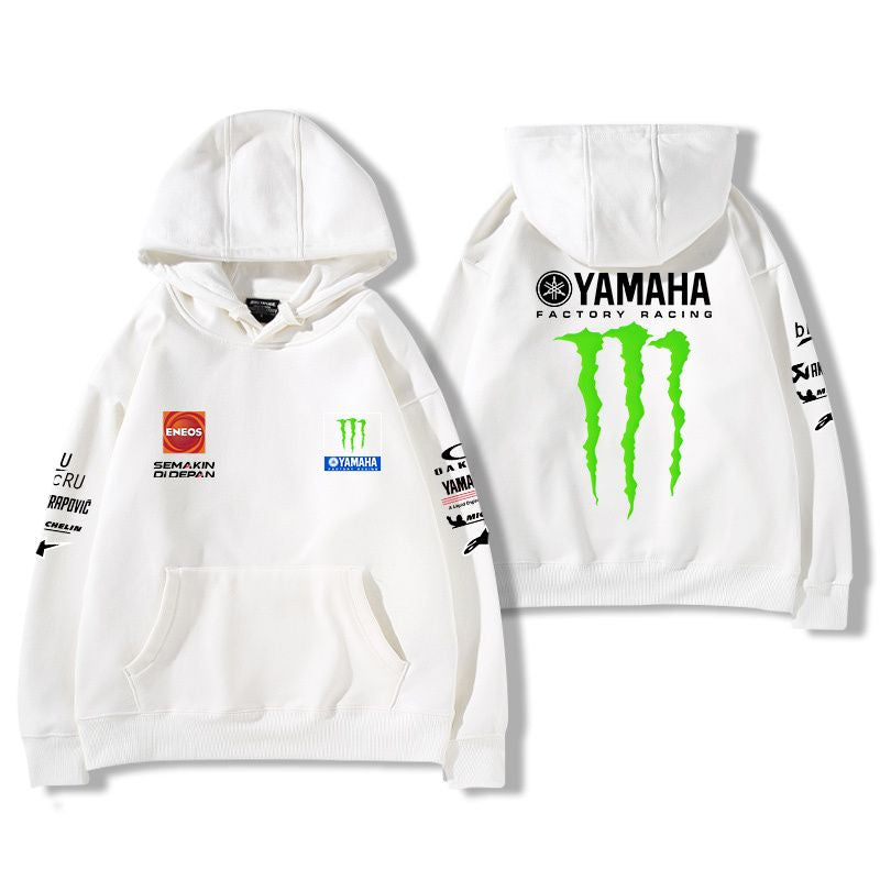 【薄手・裏起毛から選べる】バイカースタイル トップス レーシングエンブレム バイクプリント ユニセックス 長袖 パーカー