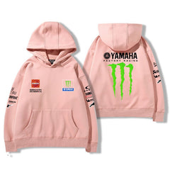 【薄手・裏起毛から選べる】バイカースタイル トップス レーシングエンブレム バイクプリント ユニセックス 長袖 パーカー