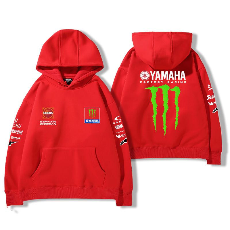【薄手・裏起毛から選べる】バイカースタイル トップス レーシングエンブレム バイクプリント ユニセックス 長袖 パーカー