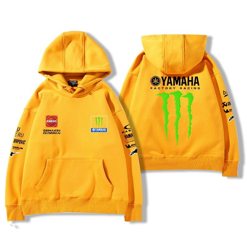 【薄手・裏起毛から選べる】バイカースタイル トップス レーシングエンブレム バイクプリント ユニセックス 長袖 パーカー