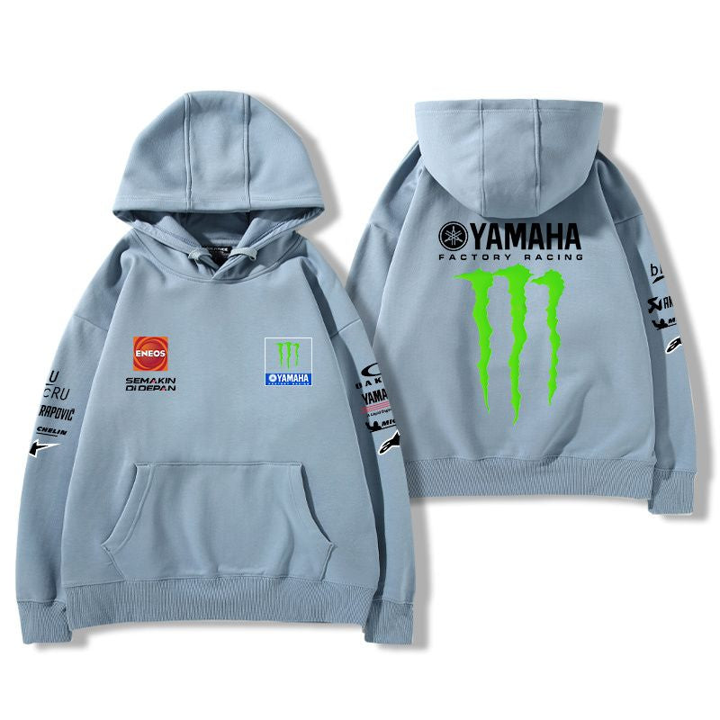 【薄手・裏起毛から選べる】バイカースタイル トップス レーシングエンブレム バイクプリント ユニセックス 長袖 パーカー