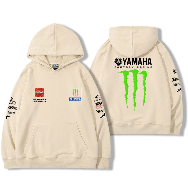 【薄手・裏起毛から選べる】バイカースタイル トップス レーシングエンブレム バイクプリント ユニセックス 長袖 パーカー
