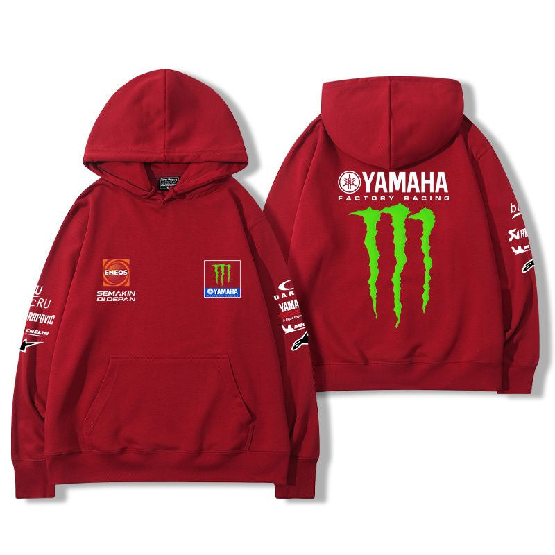 【薄手・裏起毛から選べる】バイカースタイル トップス レーシングエンブレム バイクプリント ユニセックス 長袖 パーカー