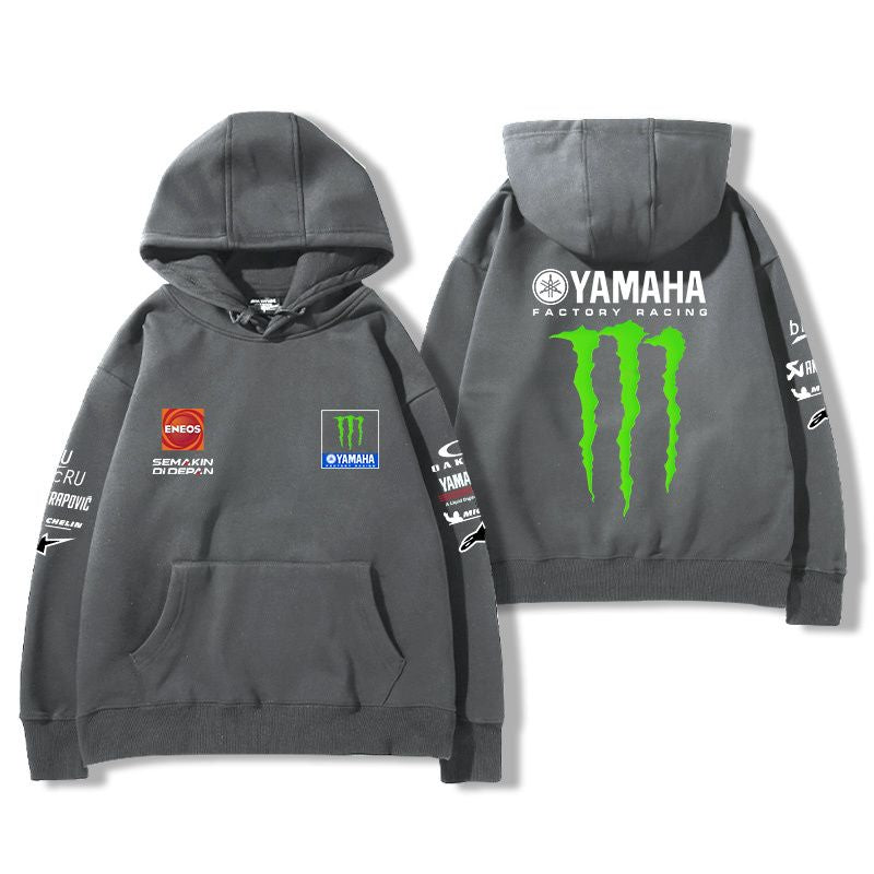 【薄手・裏起毛から選べる】バイカースタイル トップス レーシングエンブレム バイクプリント ユニセックス 長袖 パーカー