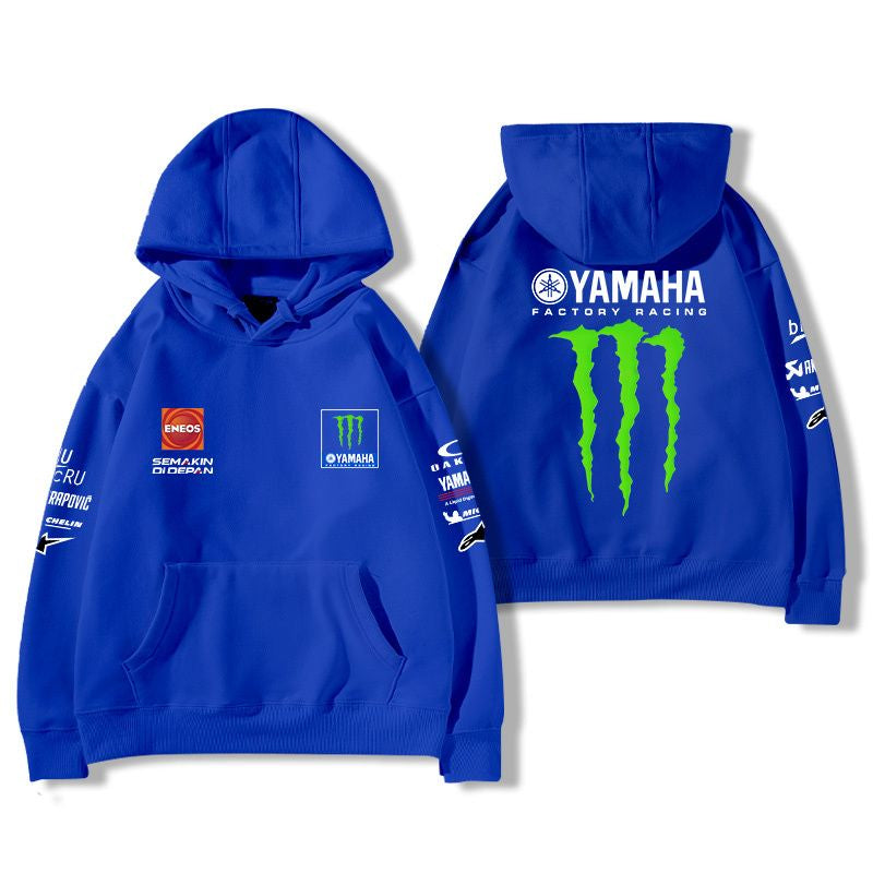 【薄手・裏起毛から選べる】バイカースタイル トップス レーシングエンブレム バイクプリント ユニセックス 長袖 パーカー
