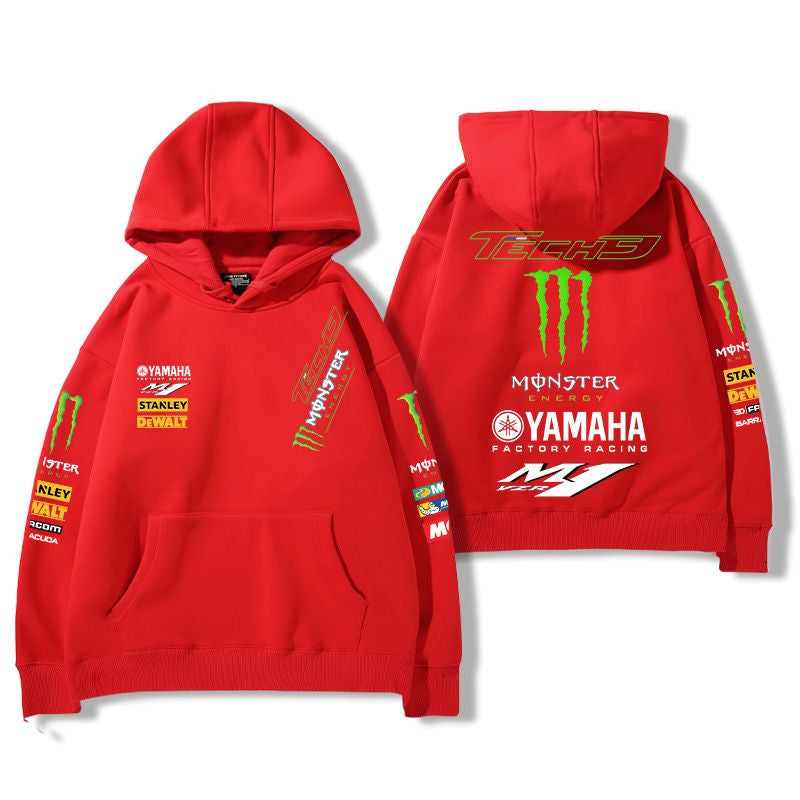 【薄手・裏起毛から選べる】バイカースタイル トップス モータースポーツ レーシングロゴ ユニセックス 長袖 パーカー