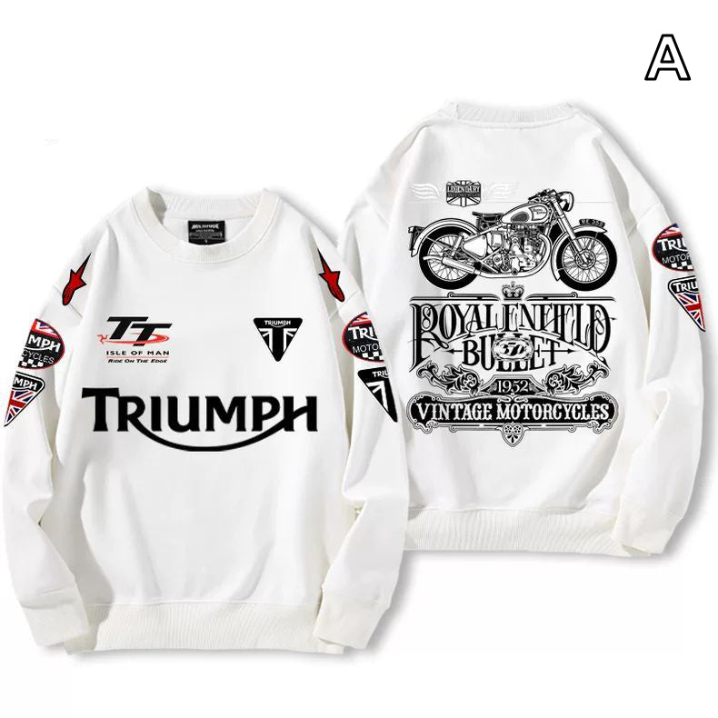 【薄手・裏起毛から選べる】バイカースタイル トップス ヴィンテージバイク レタリング ユニセックス 長袖 スウェット