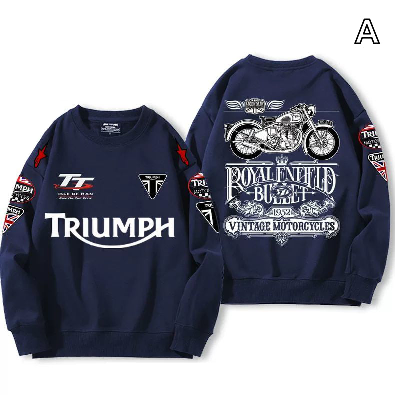 【薄手・裏起毛から選べる】バイカースタイル トップス ヴィンテージバイク レタリング ユニセックス 長袖 スウェット