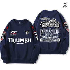 【薄手・裏起毛から選べる】バイカースタイル トップス ヴィンテージバイク レタリング ユニセックス 長袖 スウェット