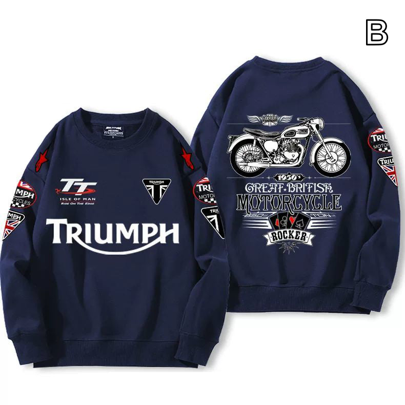 【薄手・裏起毛から選べる】バイカースタイル トップス ヴィンテージバイク レタリング ユニセックス 長袖 スウェット