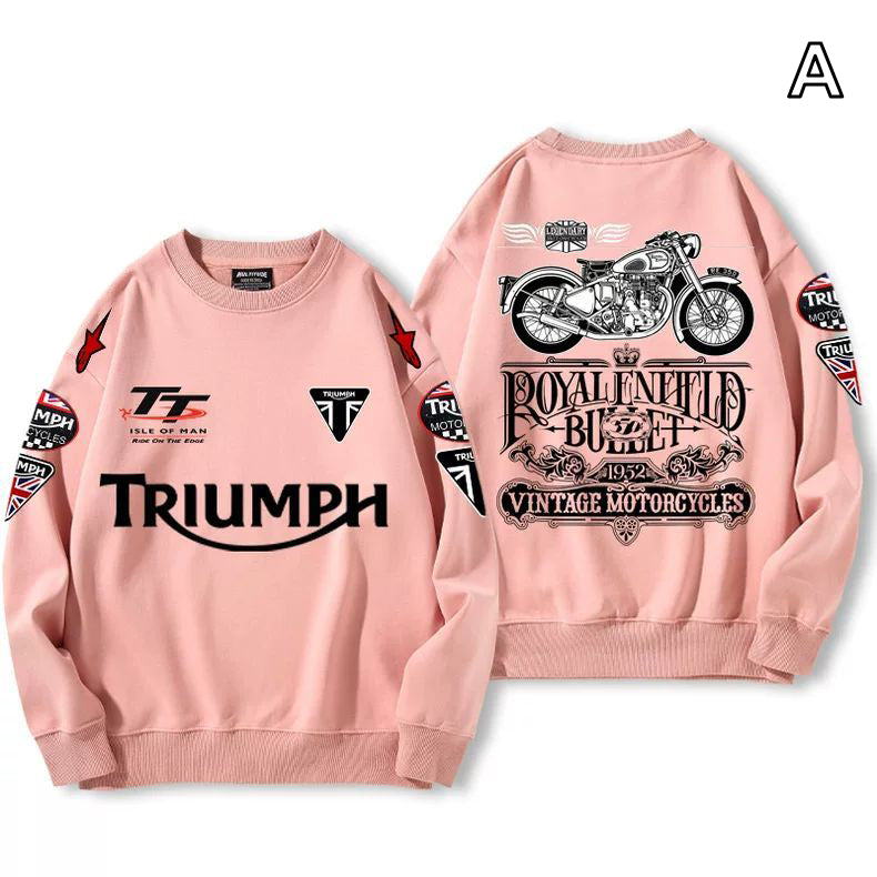 【薄手・裏起毛から選べる】バイカースタイル トップス ヴィンテージバイク レタリング ユニセックス 長袖 スウェット