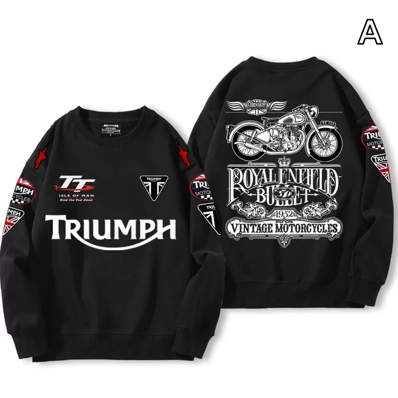 【薄手・裏起毛から選べる】バイカースタイル トップス ヴィンテージバイク レタリング ユニセックス 長袖 スウェット