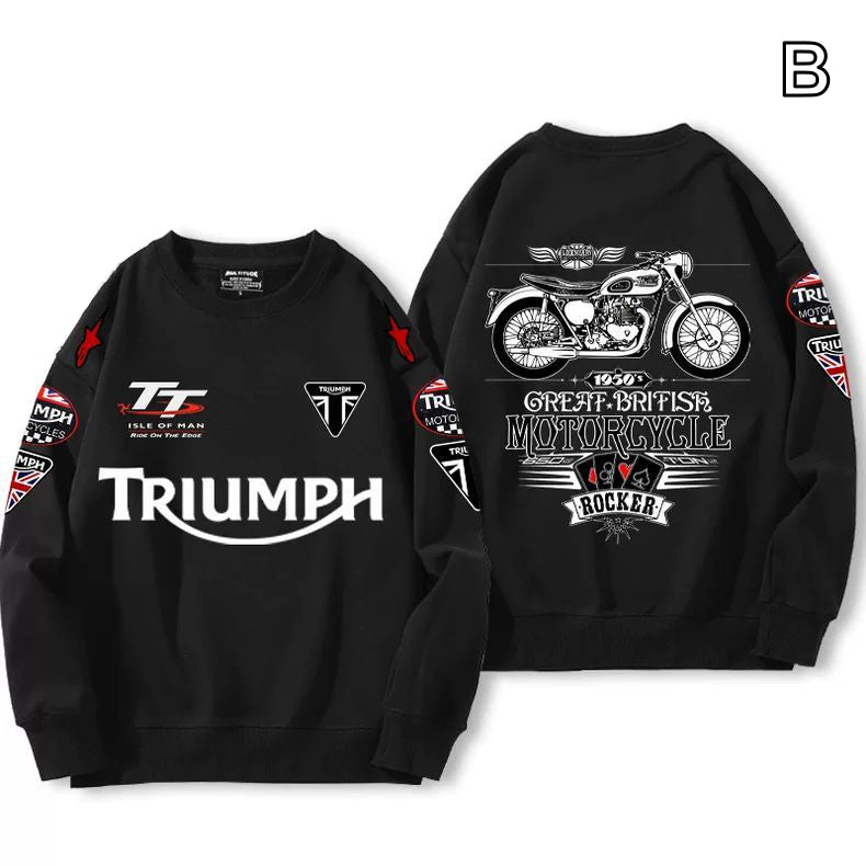【薄手・裏起毛から選べる】バイカースタイル トップス ヴィンテージバイク レタリング ユニセックス 長袖 スウェット