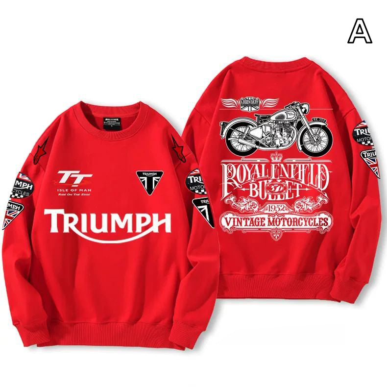 【薄手・裏起毛から選べる】バイカースタイル トップス ヴィンテージバイク レタリング ユニセックス 長袖 スウェット