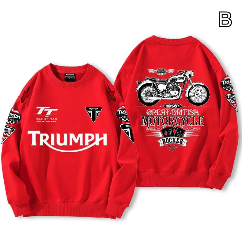 【薄手・裏起毛から選べる】バイカースタイル トップス ヴィンテージバイク レタリング ユニセックス 長袖 スウェット