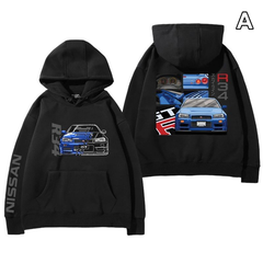 【薄手・裏起毛から選べる】バイカースタイル トップス スポーツカー レーシングプリント ユニセックス 長袖 パーカー