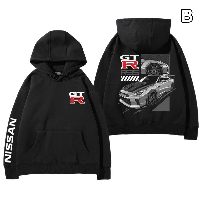 【薄手・裏起毛から選べる】バイカースタイル トップス スポーツカー レーシングプリント ユニセックス 長袖 パーカー