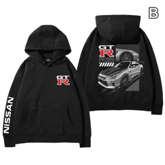 【薄手・裏起毛から選べる】バイカースタイル トップス スポーツカー レーシングプリント ユニセックス 長袖 パーカー
